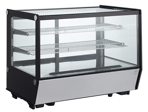 METRO Professional Vitrine réfrigérée GCV1160R, inox/plastique/verre, 88 x 56.8 x 68.6 cm, 160 L, froid ventilé, 2 clayettes réglables
