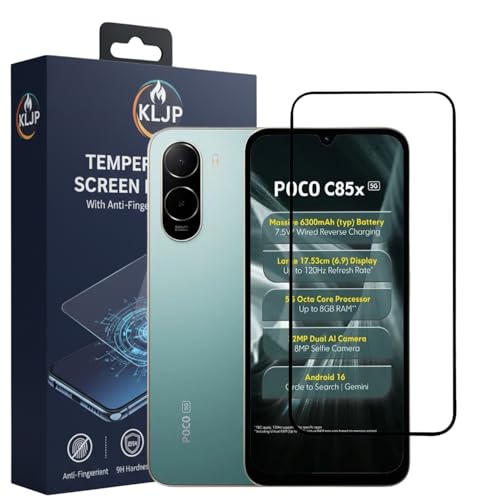 Image of Gorilla Tempered Glass For Poco C85x (Pack of 1) With Installation Kit | Edge to Edge Coverage | Black