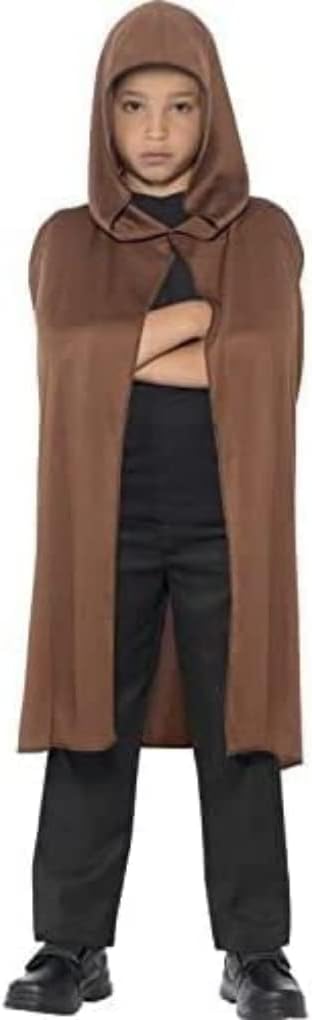 Smiffys Children's Hooded Cape, Brown, Long, 44200