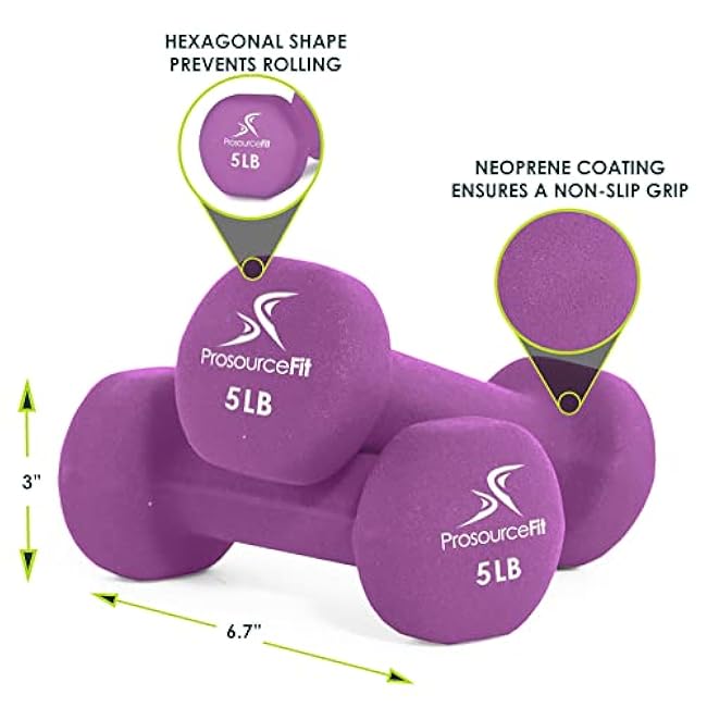 ProsourceFit Neoprene Dumbbell Coated for Non-Slip Grip, 10 lb