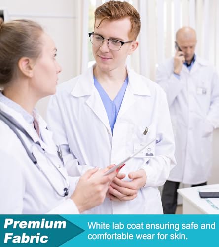 Lab Coat for Men&Women,Doctor Costume for Adults,White Long Sleeve Unisex Science Chemistry Lab Coat4