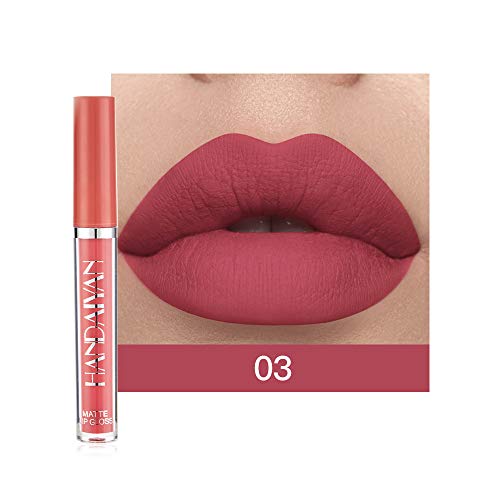 6 Colors Matte Liquid Lipstick Makeup Set, Long-Lasting Wear Non-Stick Cup Not Fade Waterproof Lip Gloss (A)