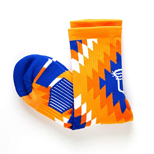 Chalktalksports Lacrosse Woven Mid-Calf Socks | Lax Stick Head | Orange & Blue #TOP3