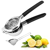 Exprimidor Limon, Exprimidor Limon Naranjas Manual & Colador de Cocina de 304 Acero Inoxidable, 8 cm de Diámetro, no Deslizante de Exprimidor de Naranjas Manual