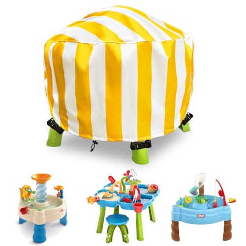 Image of Water Table Cover Spiralin' Seas Waterpark Play Outdoor Sand Water Table Cover 34X34X18 inch-Yellow