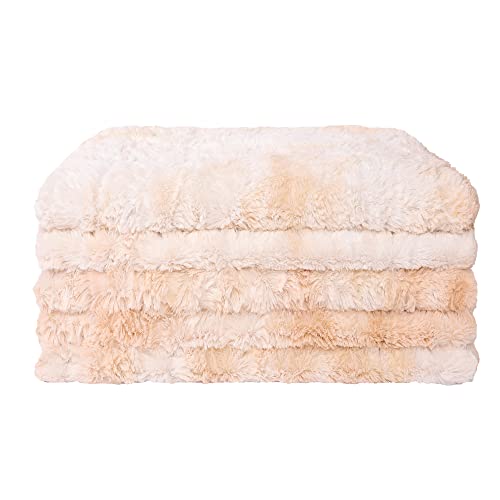VOTOWN HOME Luxury Faux Fur Throw Blanket Warm Soft Cozy Plush Fuzzy Shaggy Blanket for Couch,Bed（Beige 90"x108"