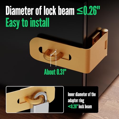 GEMASP Door Lock Hasp Latch, 90 Degree Solid Iron Safety Packlock Drawer Hasp Lock Latch, Extra Thick Gate Lock Hasp with Keys Brushed Finish (2.24 Inch, Golden) by GEMASP - Image 4