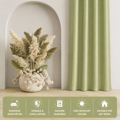Image of LaVichitra 1 Piece Solid Premium Blackout Curtain - Thermal Insulated, 3 Layered, 100% Opaque Window - 6 feet, Light Green