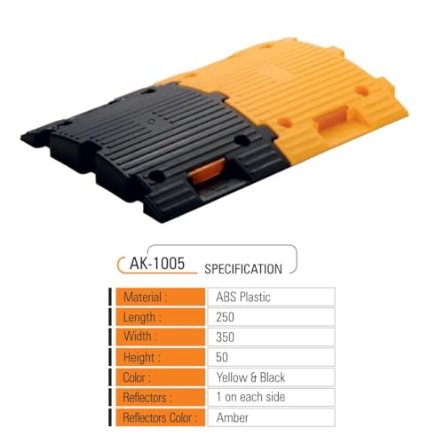 Image of Aktion Safety 50MM 100 TON CAPACITY Speed Breaker 500MM ABS Road Bump (Black and Yellow) Pack Of 2 SIZE 250 X 350 X 50MM 100 TON CAPACITY (250MM X 2 BLOCKS)