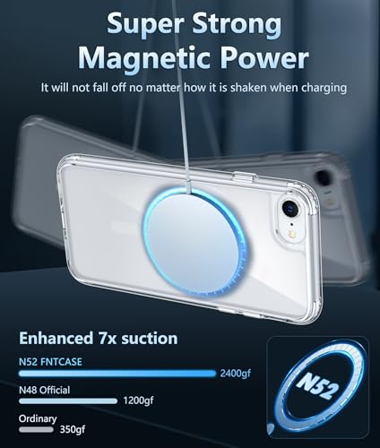 Image of FNTCASE for iPhone SE 3rd(2022) Case: iPhone SE 2nd(2020) Case Clear Magnetic Phone Cases Compatible with Magsafe Slim Anti Yellowing Rugged Protective Transparent Cell Phone Cover (A-Clear)