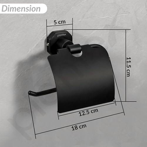 Image of Plantex 304 Grade Stainless Steel Toilet Paper Holder for Bathroom /Toilet Paper Roll Stand /Tissue Holder /Bathroom Accessories - Nipron (Black)