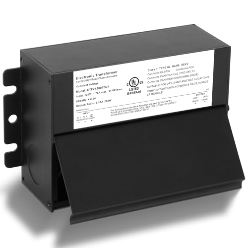 200W Dimmable LED Driver 24V, 120V AC to 24V DC Led Light Transformer | Compatible with lutron and leviton Dimmer, TRIAC/PhaseELV/MLV Dimming LED Driver, cUL Listed