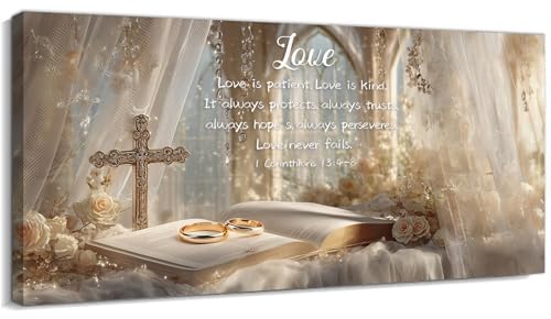 GUTTATY Christian Canvas Wall Art, Bible Verse Scripture 1 Corinthians