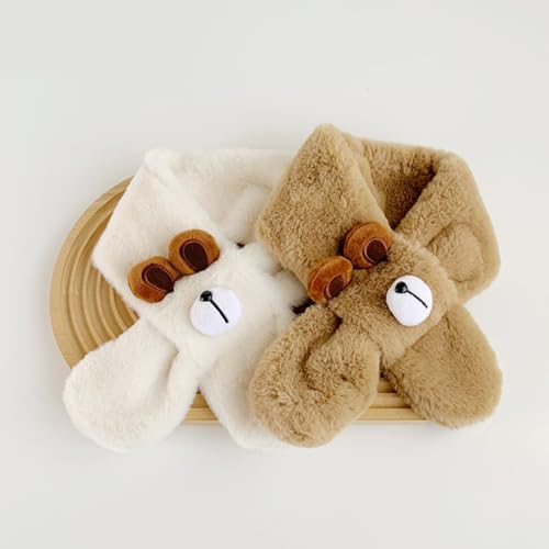 Cartoon Bear Scarf for Baby Toddler Furry Plush Neck Scarf Kids Winter Warm Neckwrap Children Windproof Neck Warm3