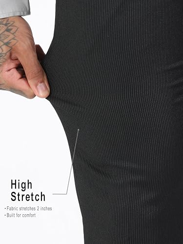 Image of Mc Henry Men's Techno Flex 2inch- Waist Expandable Wrinkle Free Stretchable Striped Slim Fit Elite and Luxurious Formal Trousers for Men