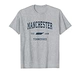 manchester tennessee tn - stampa sportiva vintage maglietta
