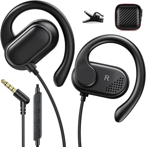 Image of ACANDYA 3.5mm Wired Earbuds Over Ear Headphones for iPod /MP3 Laptop for Android Open Ear Sport Headset for Airplane School Students Running Exercise Gym Workout Earphones with Microphone Black