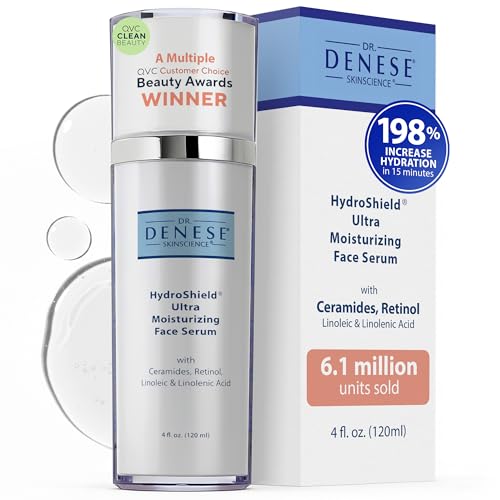 Dr. Denese SkinScience HydroShield Ultra Moisturizing Face Serum 4 oz – Retinol & Ceramide Formula for Deep Moisture, Smooth Radiant Skin, Fine Line Care – Dermatologist-Tested & Cruelty-Free