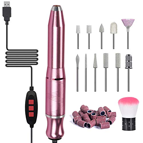 Portable Electric Nail Drill Nail kit for beginners with 11Pcs Nail Drill Bits Polishing Shape Tools Acrylic nail set design for Home Salon Use