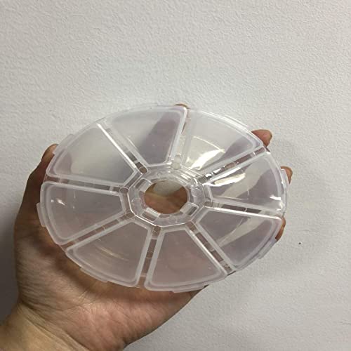 Image of Clear Plastic Organizer Box,Fixed 8 Grids Round Storage Container Jewelry Box with Separate Cover,for Beads Art DIY Crafts Jewelry Fishing Tackles 4.06 inchx4.06 inchx0.94 inch(LxWxH) 2PCS