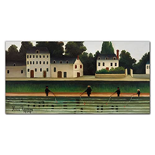 Decoration murale salon avec le tableau en verre Ville Fisherman River 100x50cm