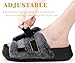 KuaiLu Womens Orthotic Sandals Comfortable Plantar Fasciitis Arch Support Faux Fur Sandal Slippers For Woman Adjustable Cushion Slides Slip On Indoor Outdoor Memory Foam House Shoes, Black Size 8