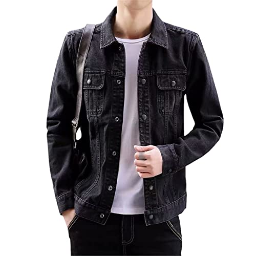 Veste en jean coréenne fine homme noire Kelsiop en toile souple XL