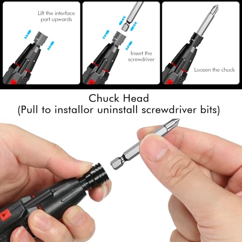 TPQKA 4V Electric Screwdriver with LED Light, 3-Speed Cordless Screwdriver Set with 12-Piece Bits & USB Charging Cable for Home Repair, Furniture Assembly & Electronics by TPQKA - Used condition - Image 6