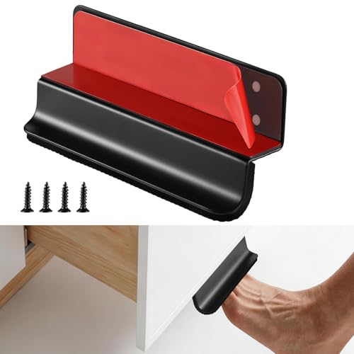 FanpBow Foot Pull for Trash Cabinet Drawer Hands Free Cabinet Foot Pull with Adhesive & Screws Handless Handle for Kitchen Garbage Drawer 4.72 inch (Black)