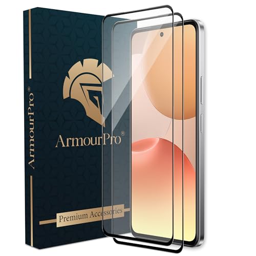 Image of ArmourPro Tempered Glass for Realme P4x - 9H Anti Scratch Screen Protector, Edge to Edge Coverage, HD Clarity, Smooth Touch, Case Friendly | Black, Pack of 2