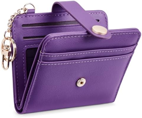 POIUGOYA Slim Wallet for Women RFID Card Holder Keychain