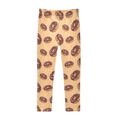 Chocolate Doughnut Girls Leggings,Workout Leggings for Girls Toddler Athletic Leggings Size for 3-10T