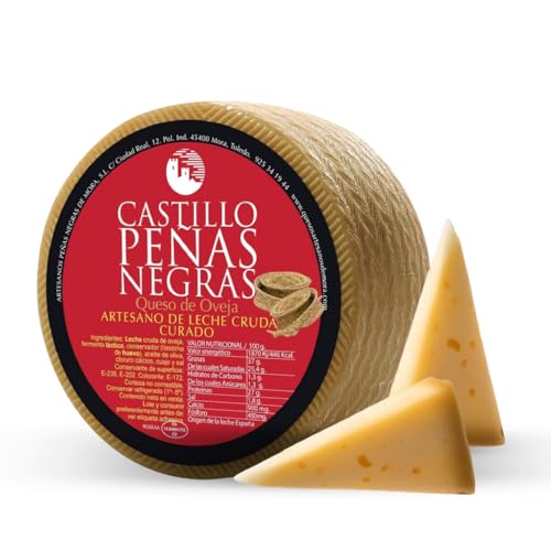 CASTILLO PEÑAS NEGRAS Queso de Oveja | Curado Artesano de Leche Cruda | Queso Gourmet Premiado | Elaboración Tradicional | Cortado en Octavos 2,8 kg Aprox | Caducidad 1 Año