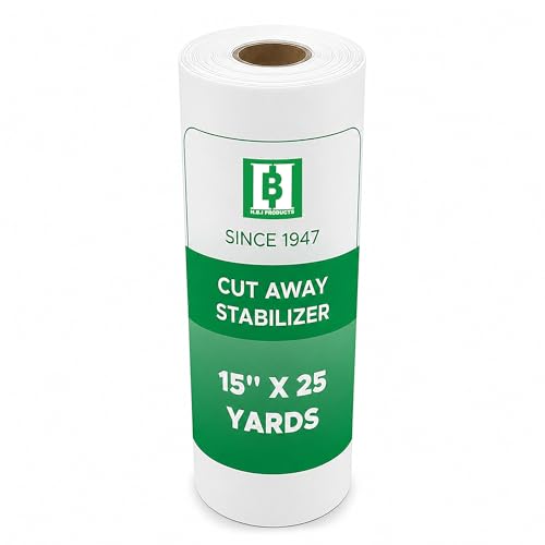 H.B.I. Cut Away Stabilizer for Machine Embroidery 2.5 oz Medium Weight Embroidery Stabilizer Backing Cutaway Stabilizer for Embroidery Machines Interfacing Fabric for Sewing 15 x 25 Yards