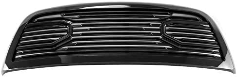 Horizontal Bar Front Bumper Upper Hood Grille Shell Gloss Black For 2010-2018 Dodge Ram 2500 3500 4500 5500