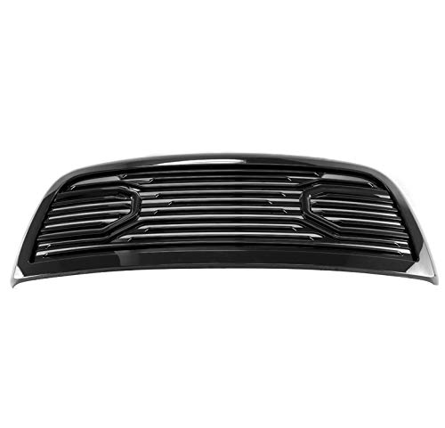 Horizontal Bar Front Bumper Upper Hood Grille Shell Gloss Black For 2010-2018 Dodge Ram 2500 3500 4500 5500