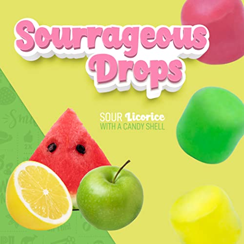 Wiley Wallaby 6 Ounce Sourrageous Drops Mix Of Watermelon, Green Apple And Lemon Soft & Chewy Licorice With A Candy Shell, Easter Candy Basket Stuffers, 3 Pack #TOP1