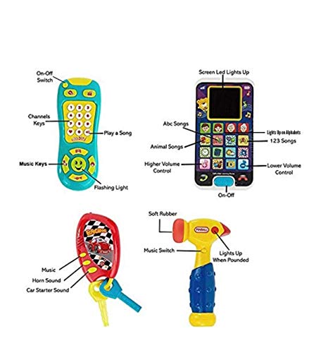 Wala - Learning Music Playset Bundle Smartphone With Car Keys Remote Tv Control And Hammer - Pretend N Play With Storage Bag #TOP2