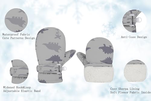 Slivery Color Toddler Gloves Kids Mittens Winter Warm Lined Fleece Gloves Waterproof Baby Boys Girls