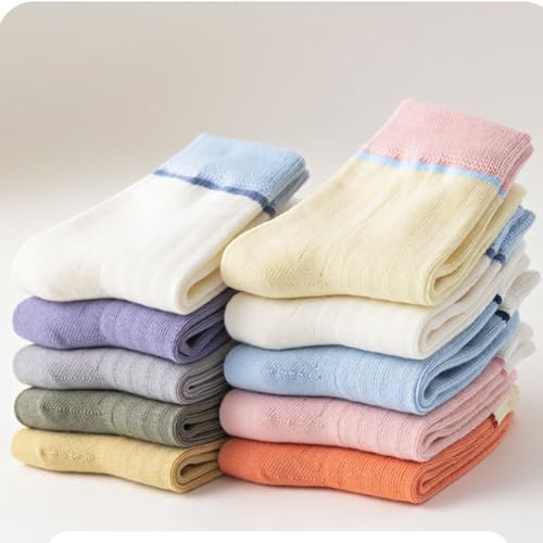 5 Pairs Toddler Kids Crew Socks Boys Girls Two-Tone Casual Cotton Socks4