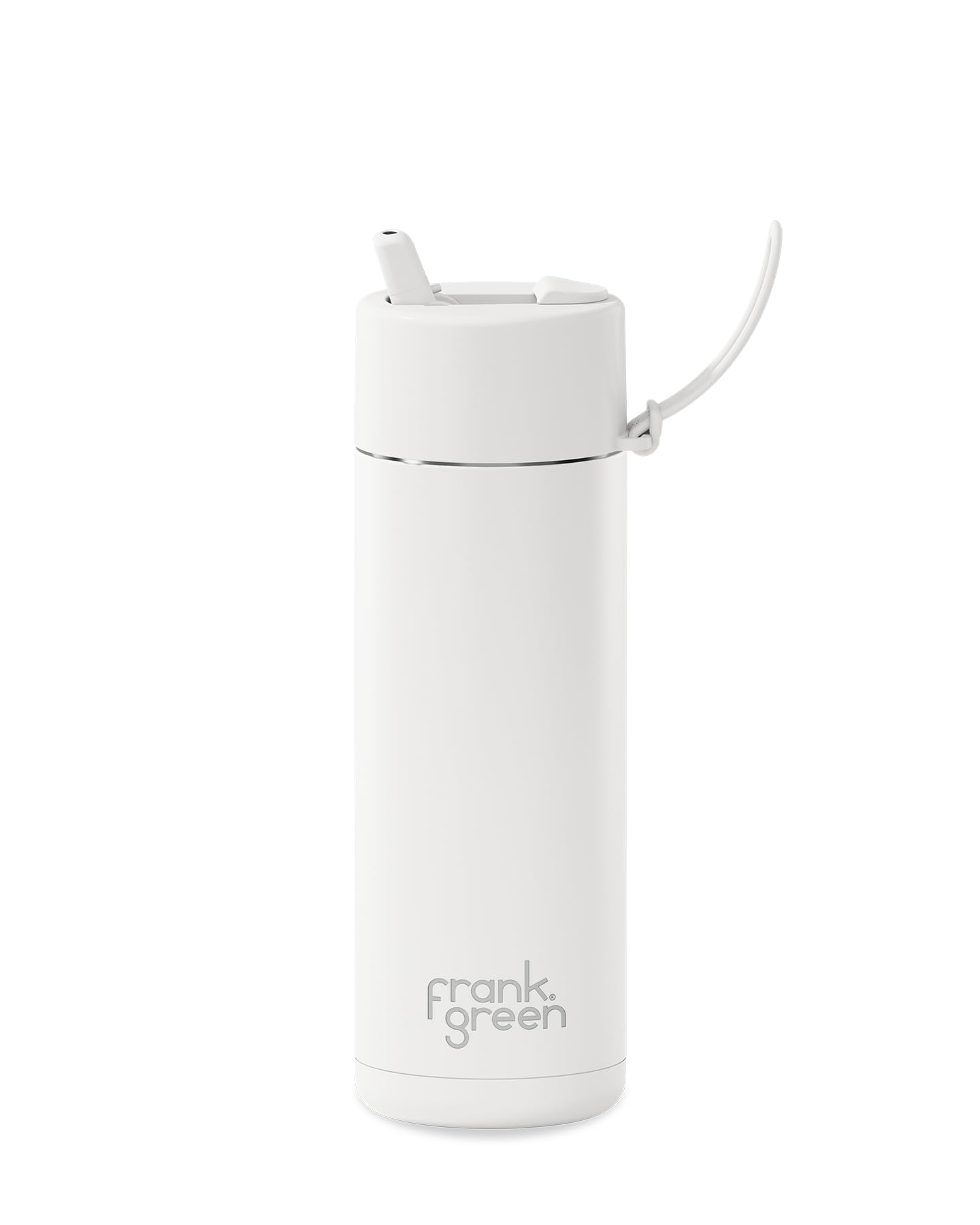 Frank Green - Ceramic Reusable Bottle - Stainless Steel Water Bottle With Straw, Insulated Water Bottle, Metal Water Bottle - Flip Straw Lid - 20oz - Cloud