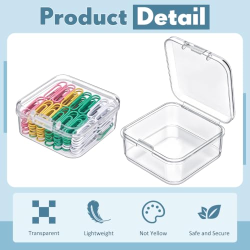 Image of SATINIOR 300 Pcs Clear Plastic Beads Storage Containers Box Small Clear Boxes with Hinged Lid Plastic Case Mini Square Arts Crafts Storage Organizers for Small Items (1.7 x 1.7 x 0.8 Inch)