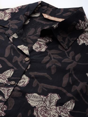 Image of feranoid Classic Collared Cotton Shirt with 3 /4 Sleeve for a Timeless Casual Look