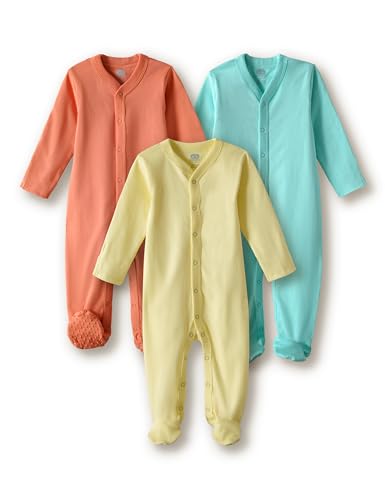 Image of Amazon Brand - Symbol Unisex 100% Cotton Full Sleeve Baby Sleepsuits (Available in Pack of 3 & 6)