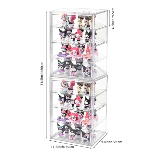 Image of 2 Pack 4 Tier Display Case for Collectibles,Clear Display Box with 3 Movable Plates ,Storage Container with Magnetic Door (XXL-4 Tier-2 Pack)