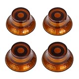 Banworks '50s Guitar Control Knobs 18-Spline Metric Knobs 6mm (15/64') 2 Tone 2 Volume Knobs Bell Top Hat Knobs for Epiphone Les Paul LP SG Style Electric Guitars Pack of 4 JT/XN-01 Amber