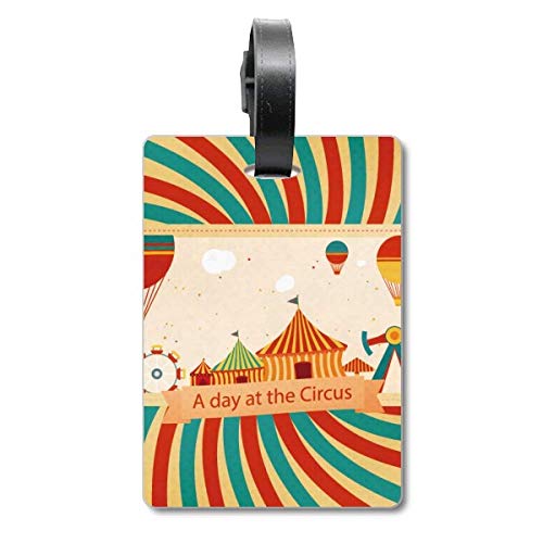 Étiquette de valise voyage motif cirque coloré avec sinto d'attache ultra solide