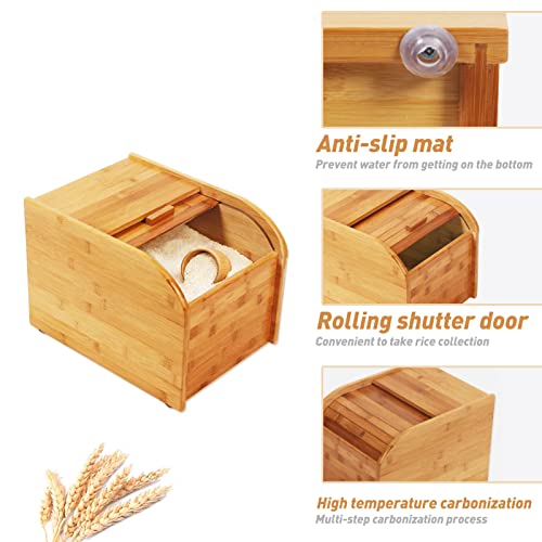Dispensador de arroz de madera para organizar encimeras y cocinas 3