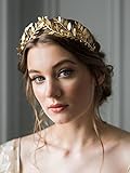 fxmimior Handmade Bridal Wedding Crown Leaf Headband Women Crystal Tiara Headpiece (GOLD) (gold)