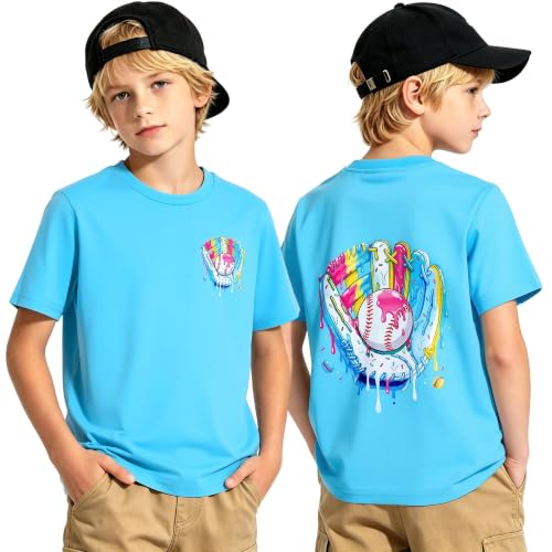 Funnycokid Boys Shirts Kids Baseball T-Shirts Tees Size 8-10